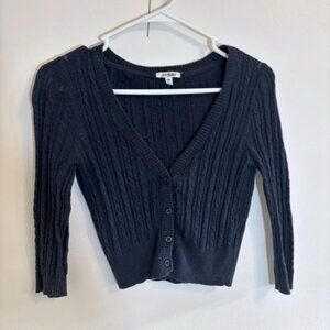 I Love H81 Navy Cardigan Cropped 3/4 Sleeve Size Medium